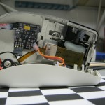 Haptic heightfield mouse demo guts partially assembled, actuator shown