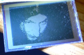 Goldmine LCD displaying Evil Tim test image